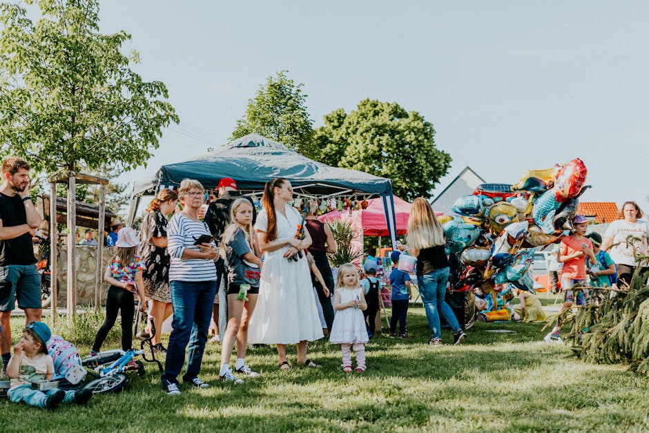 Families gathered together at a community event
